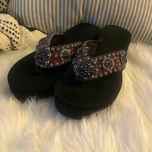 Gyspy Soul Red Wedge Flip Flops